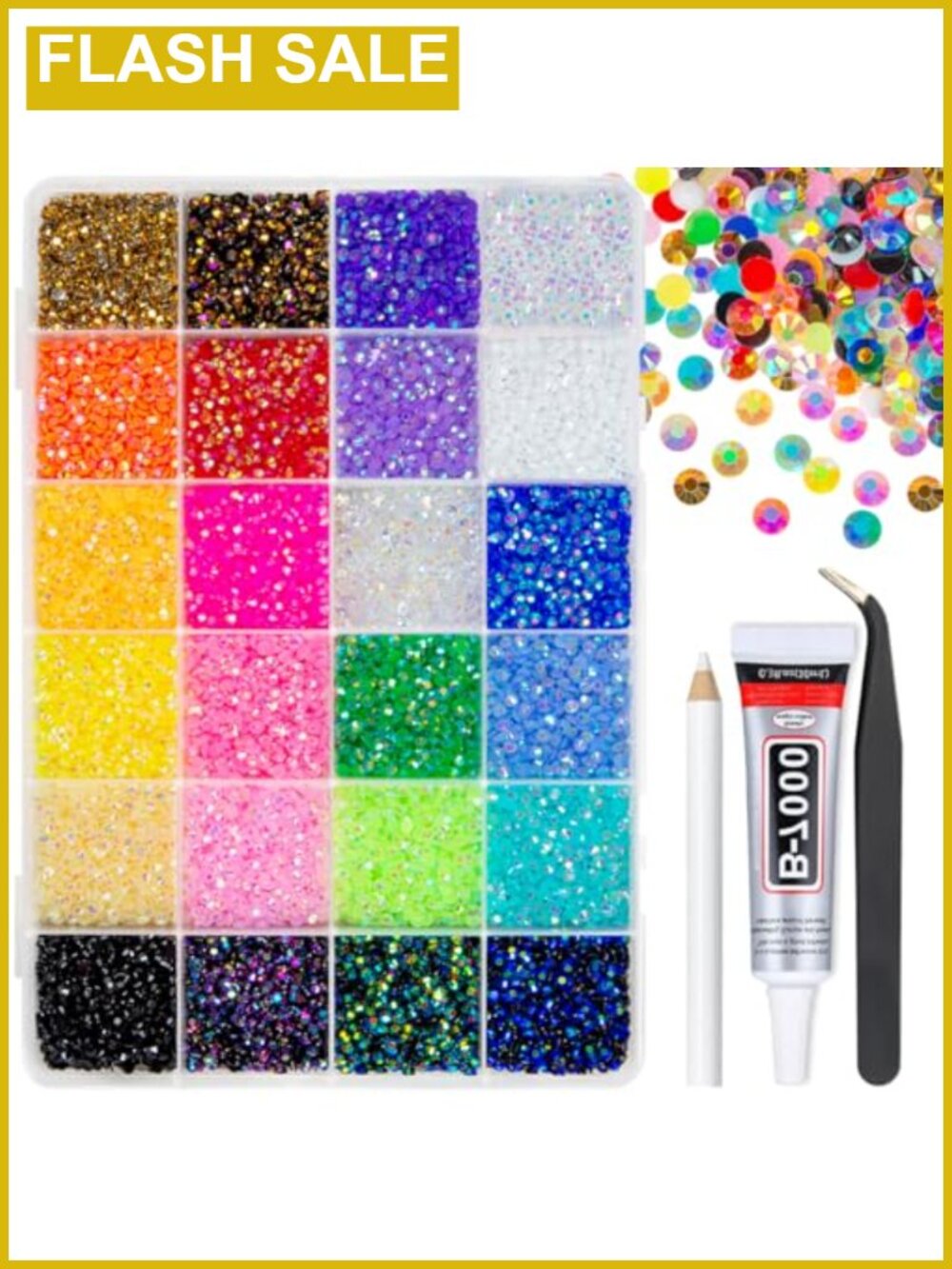 24 Color Jelly AB Resin Rhinestones Kit 3mm with Glue